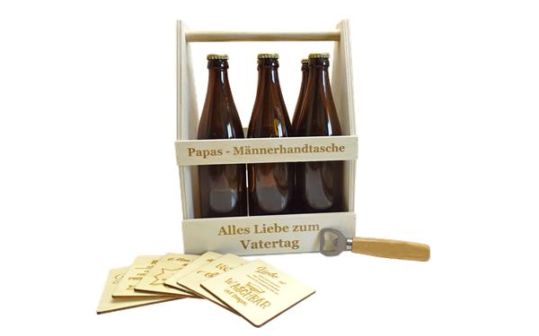 Bier-Set 1 bestehend aus | 1 x Sixpack, 1 x Bieröffner | und 6 Stk. Bierdeckel