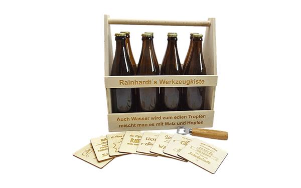 Bier-Set 2 bestehend aus | 1 x Eightpack, 1 x Bieröffner | und 8 Stk. Bierdeckel