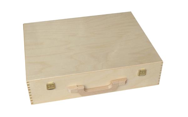 Holzkoffer | mit Klarlack lackiert | 42 x 32 x 10 cm 