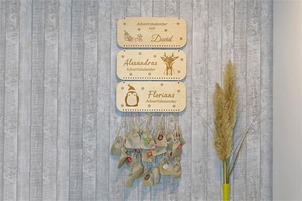 Personalisierter Adventkalender | mit Namen aus Holz | zum selber befüllen | 
