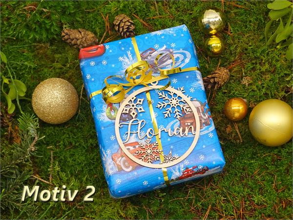 Personalisierter Geschenksanhänger | - Motiv 2 - | 4 Schneeflocken/Sterne