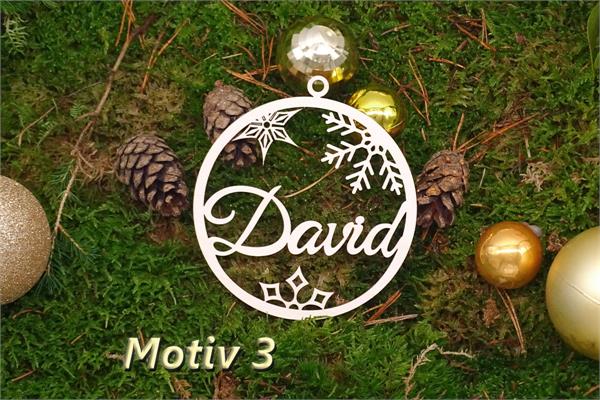 Personalisierter Geschenksanhänger | - Motiv 3 - | 3 Schneeflocken/Sterne