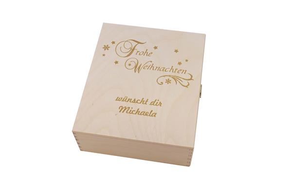 Holzkassette | Frohe Weihnachten mit | persönlicher Namensgravur