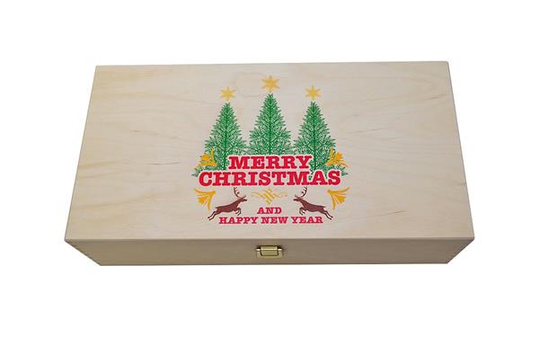 Weinkassette | Merry Christmas and a Happy New Year | 36 x 18 x 9 cm