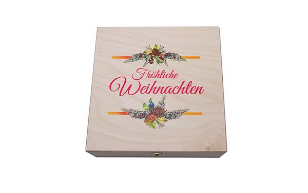 Holzkassette | Fröhliche Weihnachten | 20 x 20 x 6 CM 