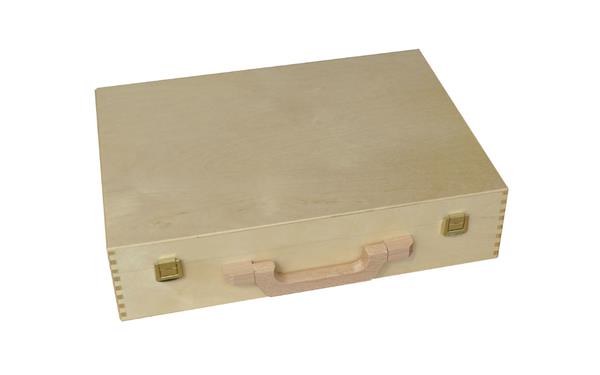 Holzkoffer | mit Klarlack lackiert | 38 x 27 x 9 cm