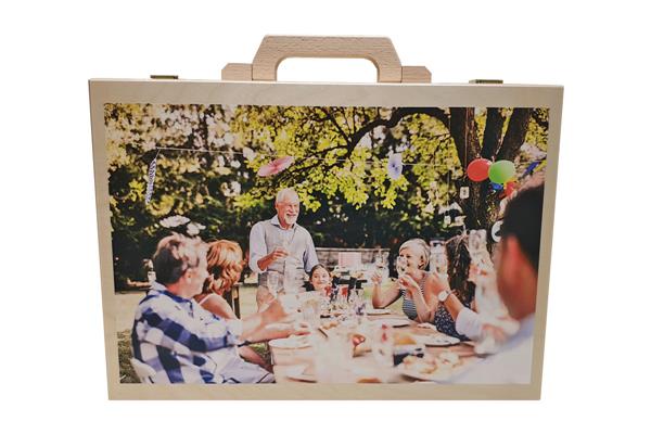 Holzkoffer lackiert | mit Farbdruck | 38 x 27 x 9 cm