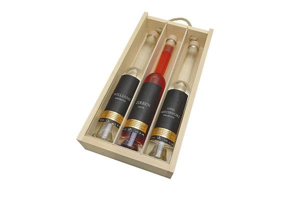 Schnapskiste | mit 3 Ausfräsungen | 33,7 x 16,5 x 5,2 cm