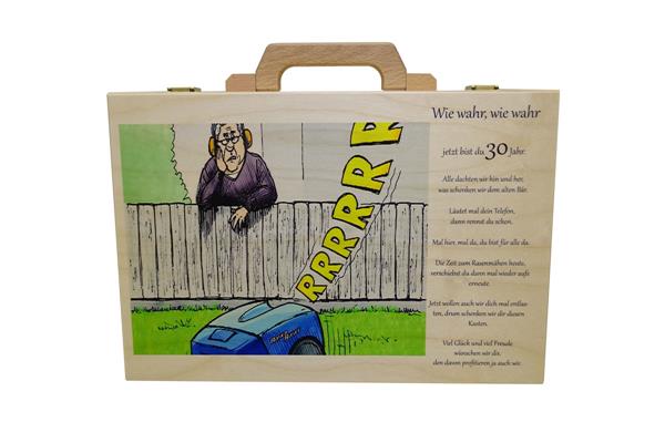 Holzkoffer lackiert | mit Farbdruck | 36 x 24 x 9 cm