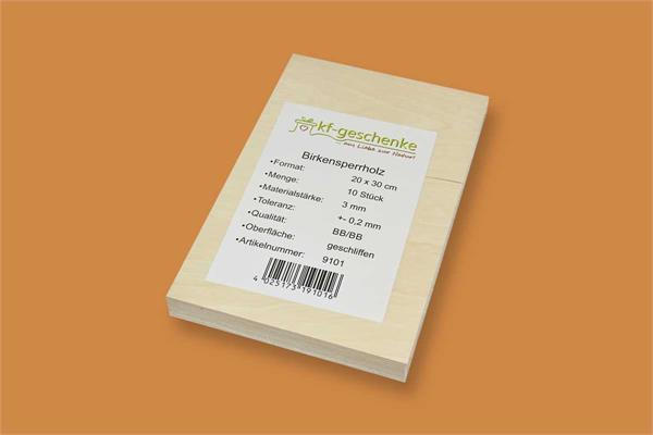 BIRKENSPERRHOLZ | ZUSCHNITT 10 Stk. | 30 x 20 CM