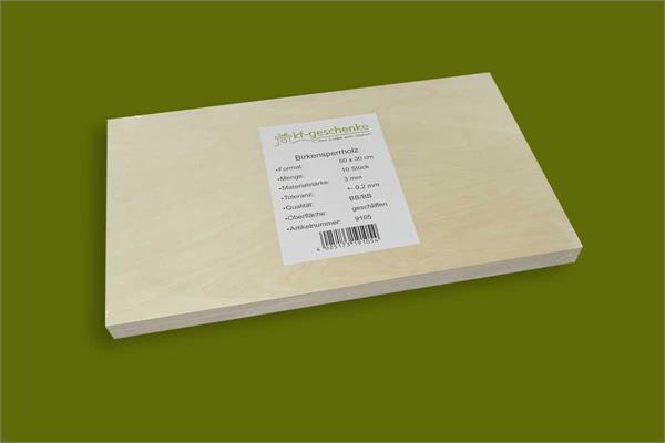 BIRKENSPERRHOLZ | ZUSCHNITT 10 Stk. | 50 x 30 CM