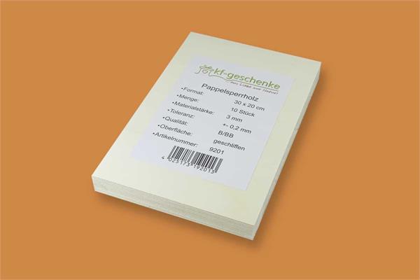 PAPPELSPERRHOLZ | ZUSCHNITT 10 Stk. | 30 x 20 CM