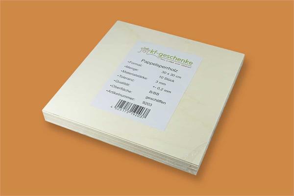 PAPPELSPERRHOLZ | ZUSCHNITT 10 Stk. | 30 x 30 CM