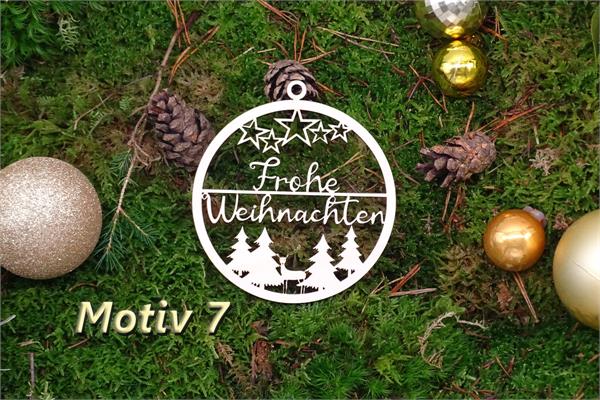 Christbaumanhänger | - Motiv 7 - | Frohe Weihnachten | 5 Sterne