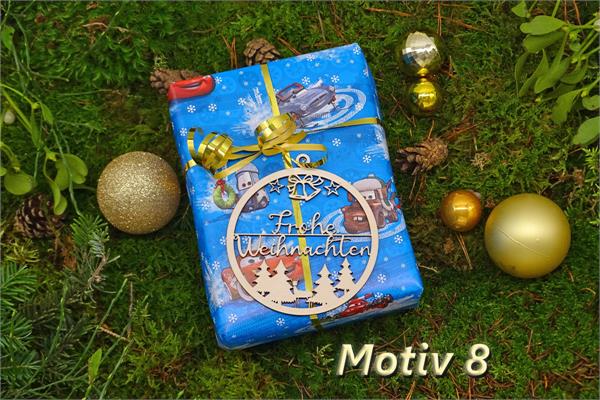 Christbaumanhänger | - Motiv 8 - | Frohe Weihnachten | 1 Glocke + 2 Sterne