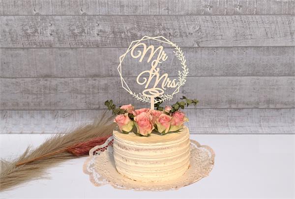 Caketopper | Mr&Mrs | Blumenranke
