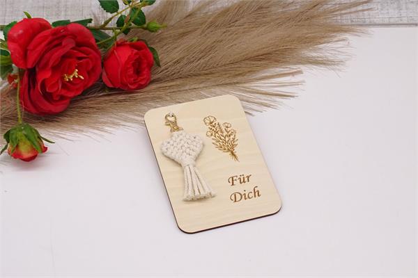 Schlüsselanhänger Herz Für Dich | aus Makramee