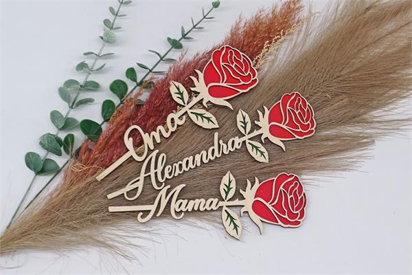 Personalisierte | Rose aus Holz | zum Valtentinstag | Muttertag | Geburtstag