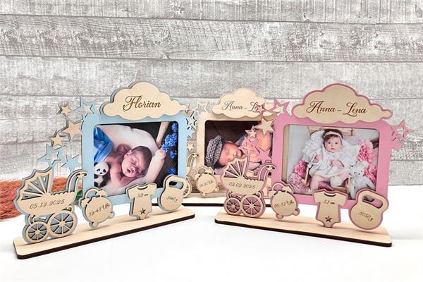 Baby-Fotorahmen mit persönlichen Geburtsdaten