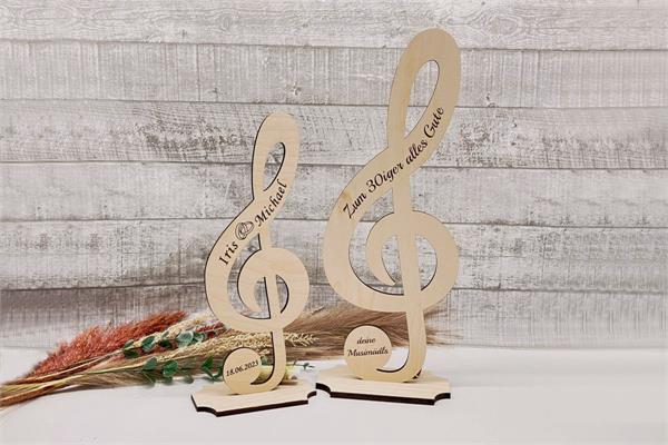 Notenschlüssel aus Holz | 45 cm Hoch | mit persönlichem Text