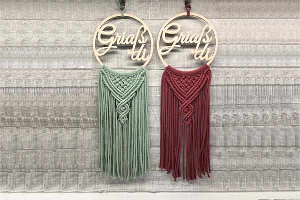 Türschild Griaß di | Makramee 