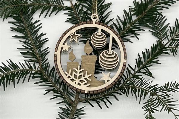 Christbaumanhänger | 3D-Optik mit Rahmen | Motiv Kerze