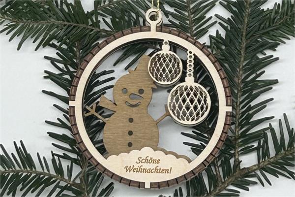 Christbaumanhänger | 3D-Optik mit Rahmen | Schneemann
